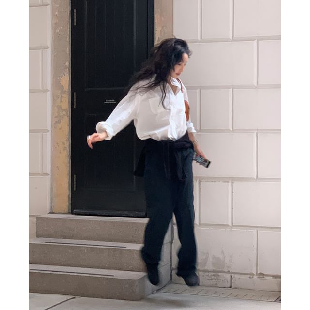 maybe-baby-Washed Wide-Leg Pants