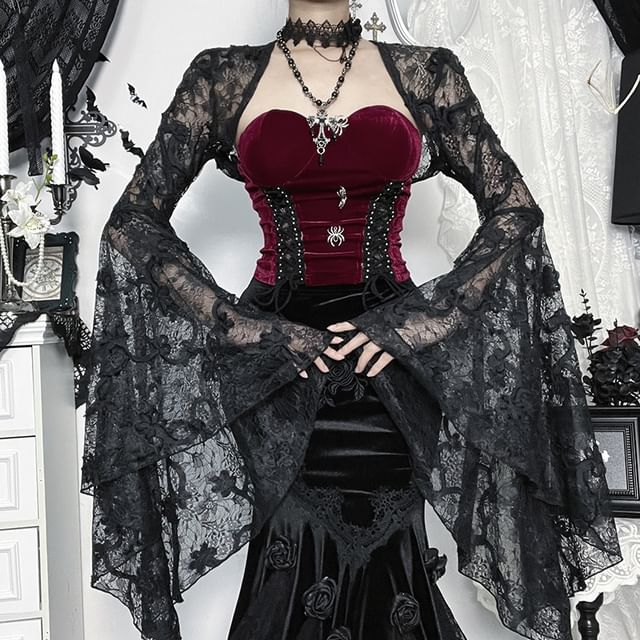 meadowdrop-Bell-Sleeve Lace Shrug
