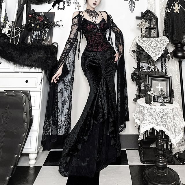 meadowdrop-Long-Sleeve Lace Shrug