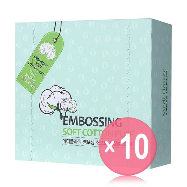 MediFlower-Embossing Soft Cotton Puff 10pcs Bundle Set