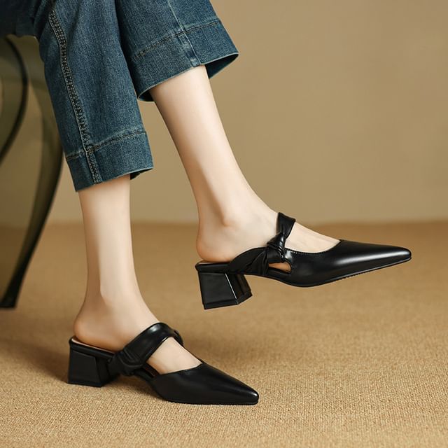 Megan-Block Heel Knotted Mules