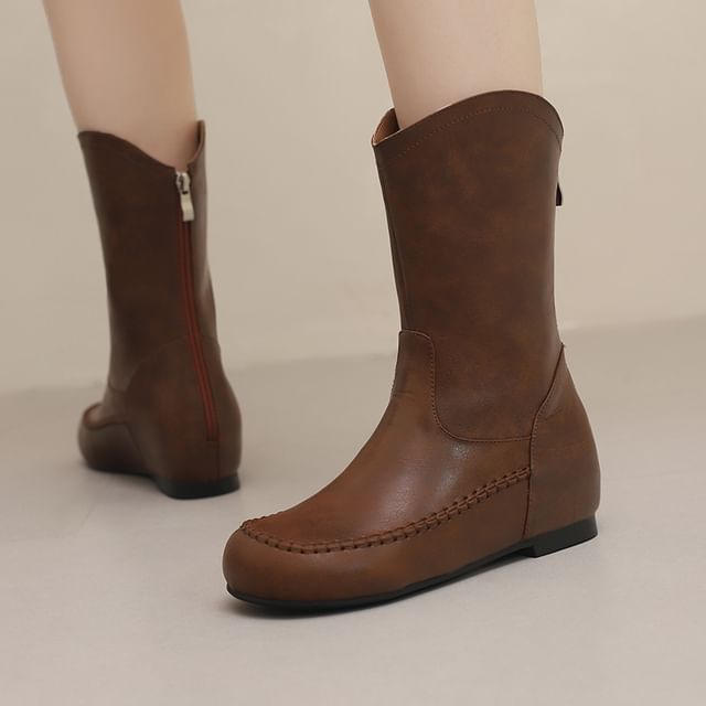 Megan-Hidden Wedge Panel Short Boots