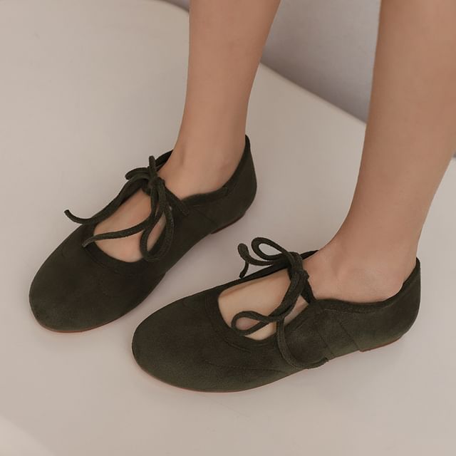 Megan-Plain Faux Suede Mary Jane Flats