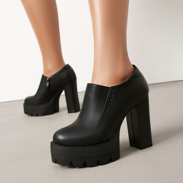 Megan-Platform Block Heel Ankle Boots