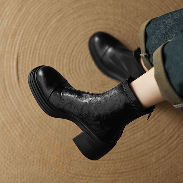 Megan-Platform Block Heel Short Boots