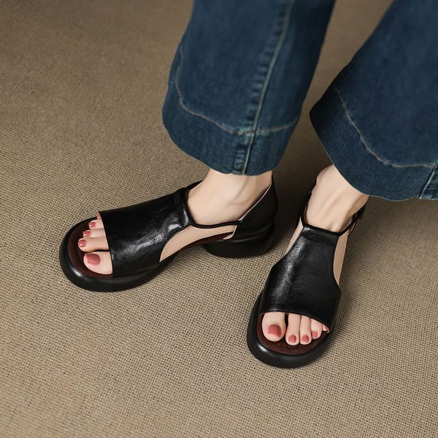 Megan-Platform Faux Leather Sandals