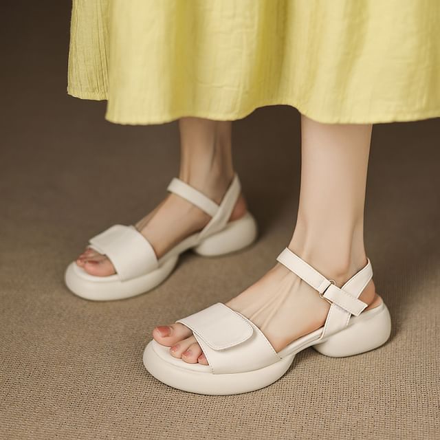 Megan-Platform Faux Leather Sandals