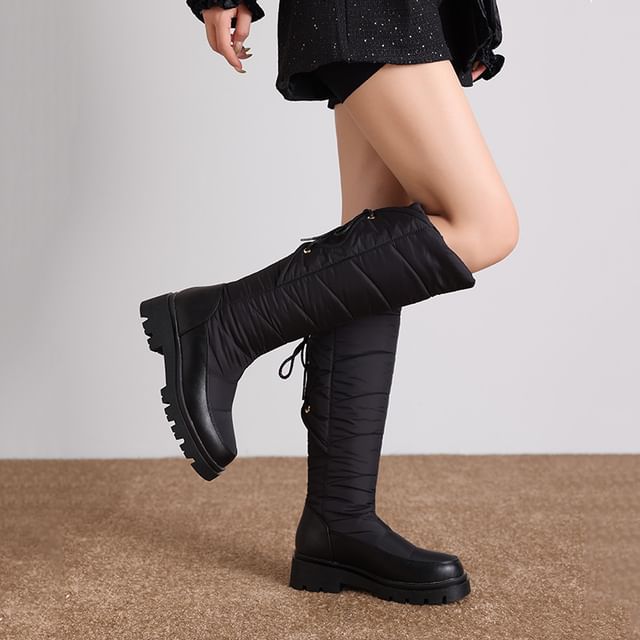 Megan-Platform Plain Padded Tall Boots