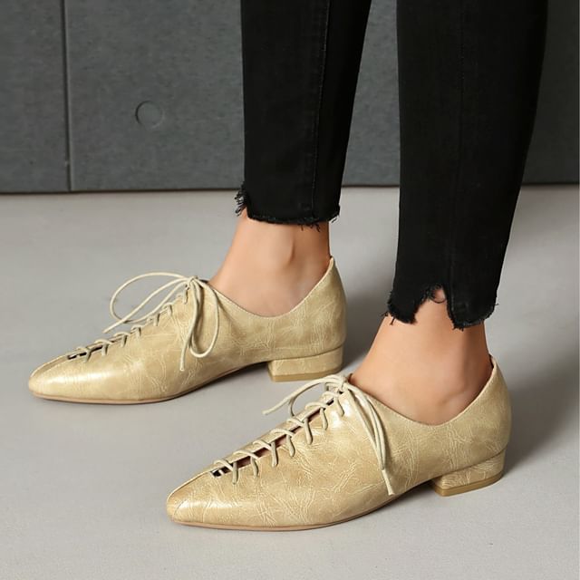 Megan-Pointed Toe Lace Up Shoes