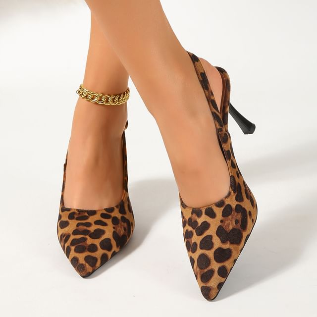 Megan-Pointed Toe Slingback Stiletto Pumps