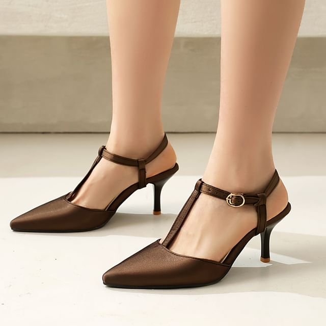 Megan-Pointy T-Strap High Heel Sandals