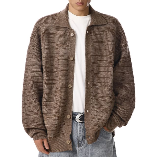 Meiksip-Collar Plain Cardigan