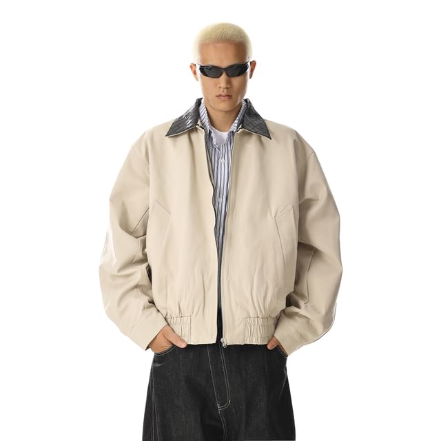 Meiksip-Two Tone Zip Barn Jacket
