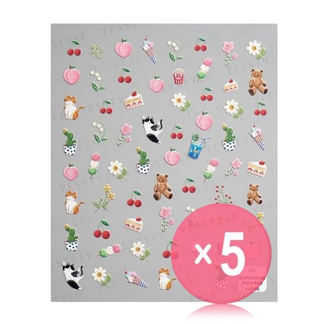 MEKO-Embossed Nail Stickers A 5pcs Bundle Set