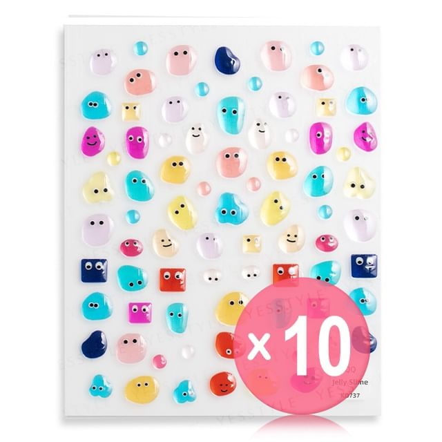 MEKO-Embossed Nail Stickers Bubble Monster 10pcs Bundle Set