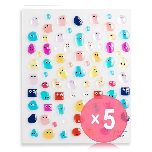 MEKO-Embossed Nail Stickers Bubble Monster 5pcs Bundle Set