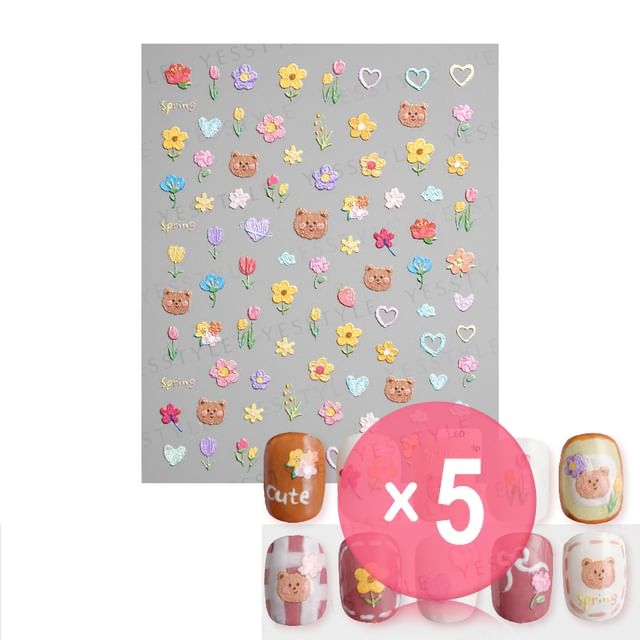MEKO-Embossed Nail Stickers C 5pcs Bundle Set