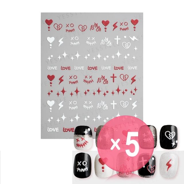 MEKO-Embossed Nail Stickers G 5pcs Bundle Set