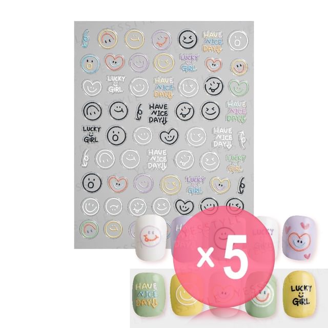 MEKO-Embossed Nail Stickers H 5pcs Bundle Set