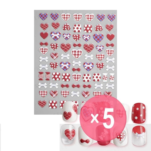 MEKO-Embossed Nail Stickers I 5pcs Bundle Set