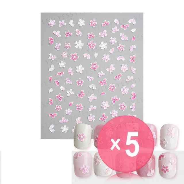 MEKO-Embossed Nail Stickers L 5pcs Bundle Set