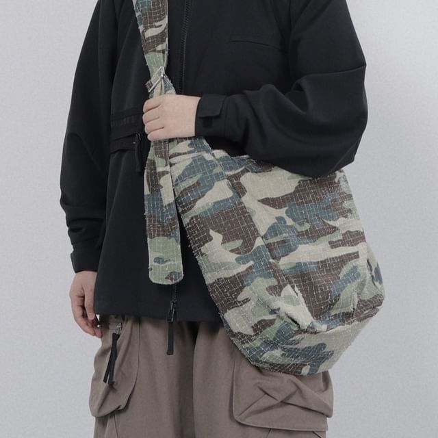 Melois-Camo Print Canvas Crossbody Bag