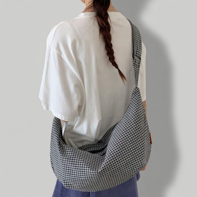 Melois-Canvas Plaid Crossbody Bag