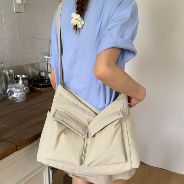 Melois-Canvas Plain Crossbody Bag
