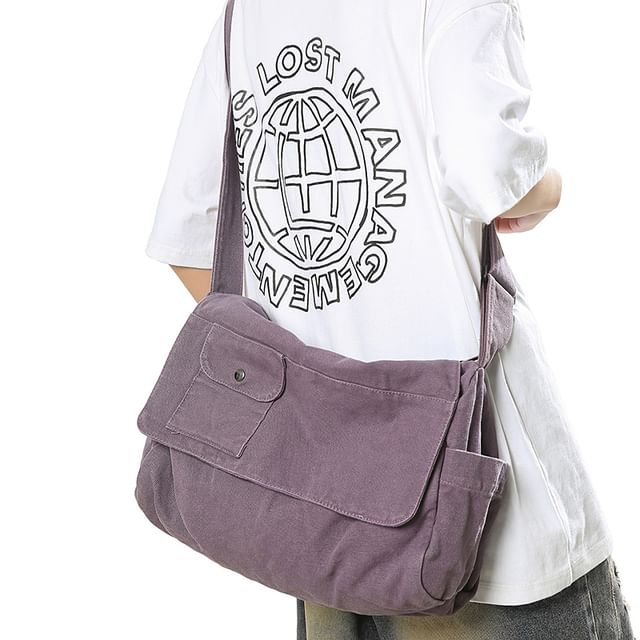 Melois-Canvas Plain Crossbody Bag