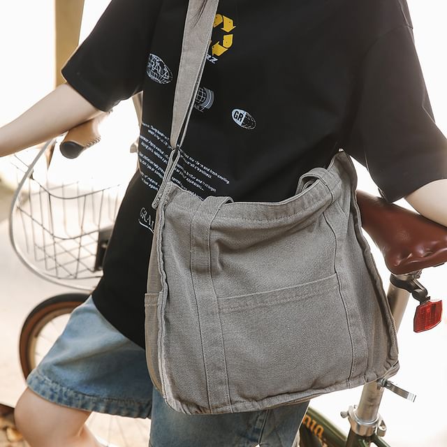Melois-Canvas Plain Crossbody Bag
