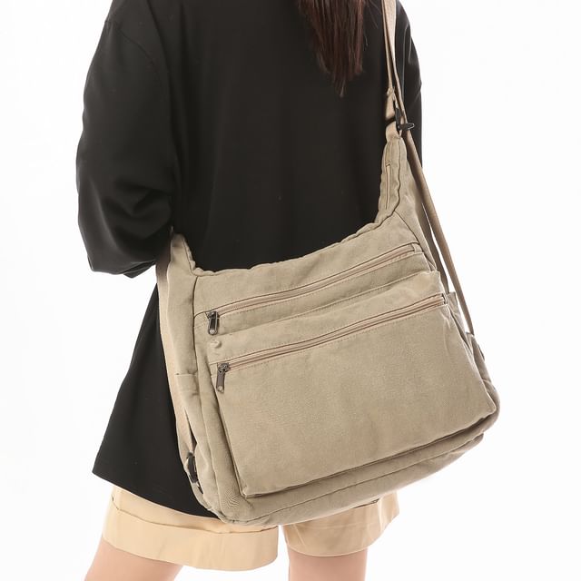 Melois-Canvas Plain Crossbody Bag