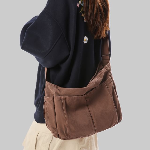 Melois-Canvas Plain Crossbody Bag