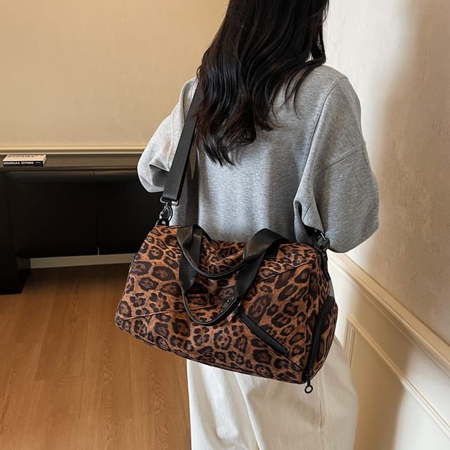 Melois-Leopard Print Zip Carryall Bag