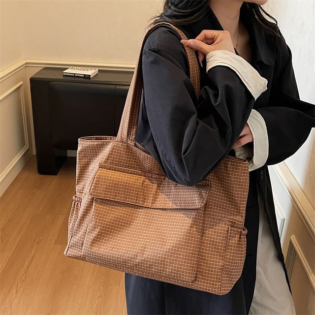 Melois-Oxford Plaid Tote Bag