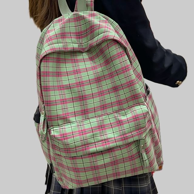 Melois-Plaid Nylon Backpack