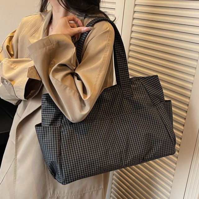 Melois-Plaid Textile Tote Bag