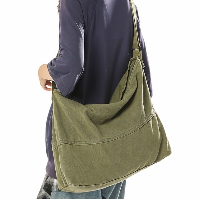 Melois-Plain Canvas Crossbody Bag