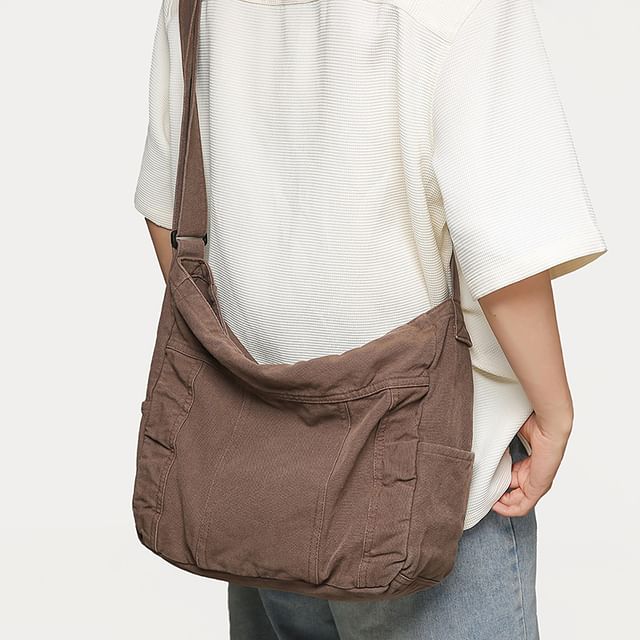 Melois-Plain Canvas Crossbody Bag