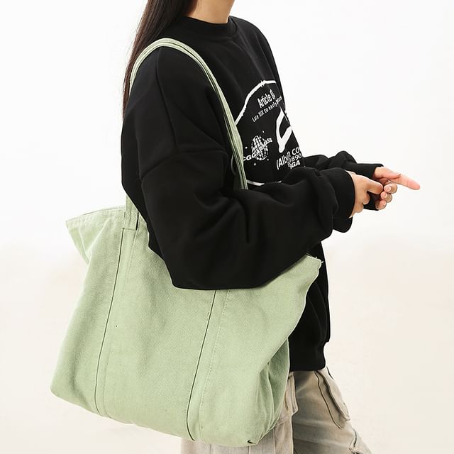 Melois-Plain Canvas Tote Bag