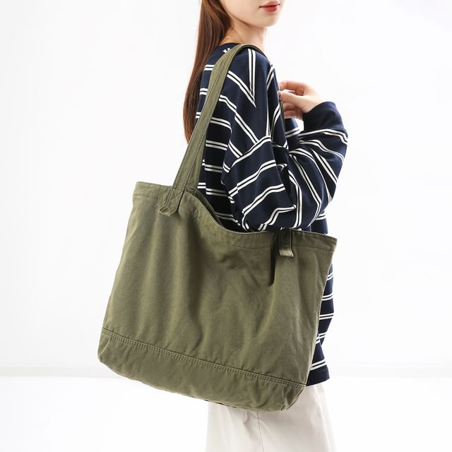 Melois-Plain Canvas Tote Bag