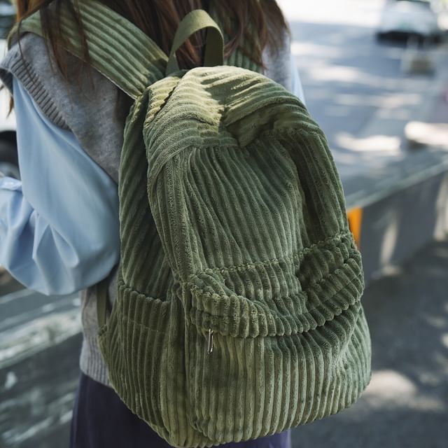 Melois-Plain Corduroy Laptop Backpack