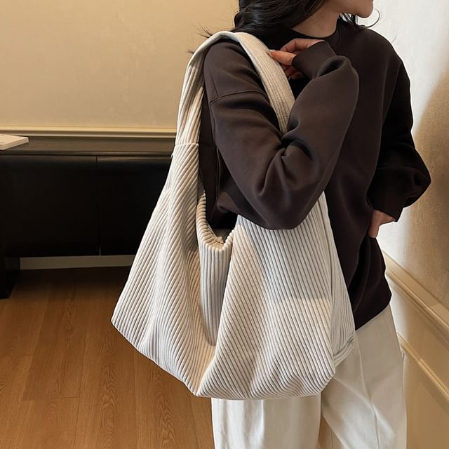 Melois-Plain Corduroy Shoulder Bag