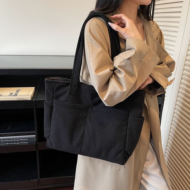 Melois-Plain Corduroy Tote Bag