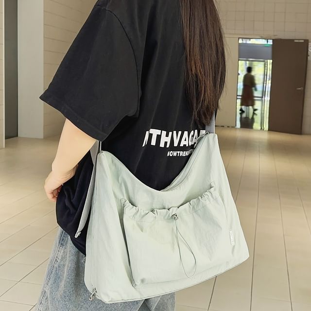 Melois-Plain Drawstring Nylon Crossbody Bag