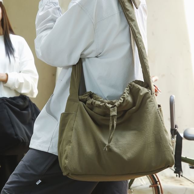 Melois-Plain Drawstring Nylon Crossbody Bag