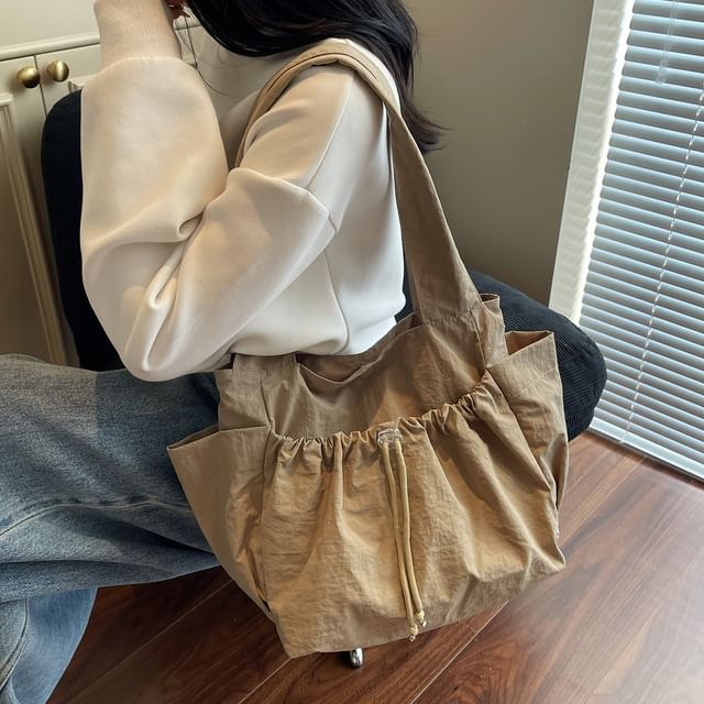 Melois-Plain Drawstring Tote Bag