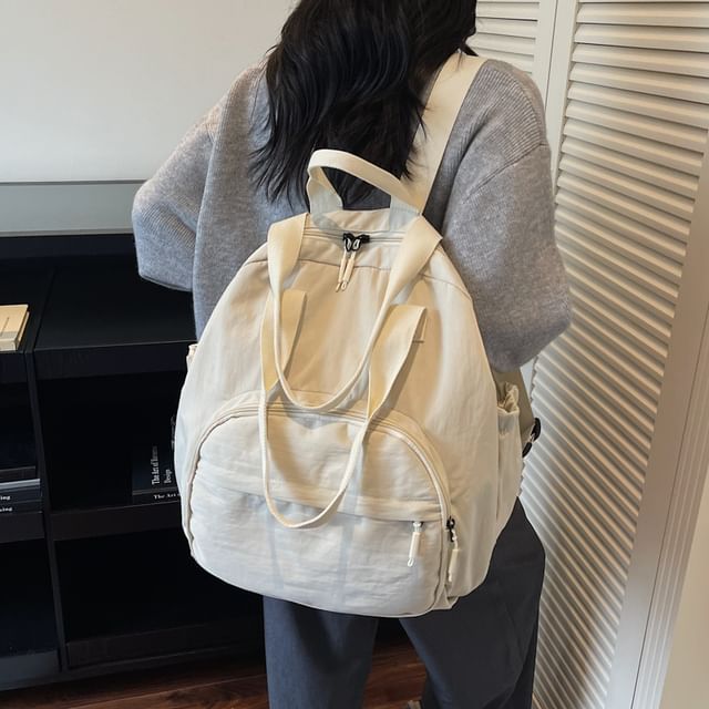 Melois-Plain Fabric Backpack