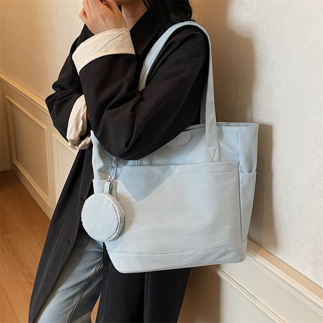Melois-Set Plain Tote Bag Coin Purse