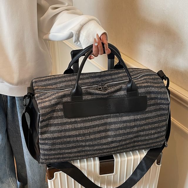 Melois-Striped Canvas Carryall Bag