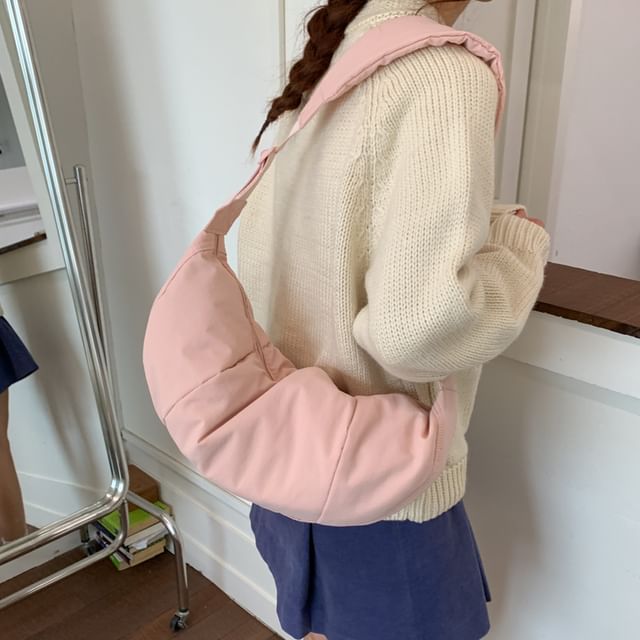 Melois-Textile Plain Hobo Bag